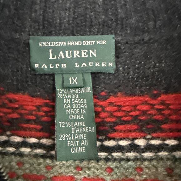 Vintage Polo Ralph Lauren Sweater Hand Knit Lambs Wool Fair Isle Holiday Size 1X - Picture 5 of 8